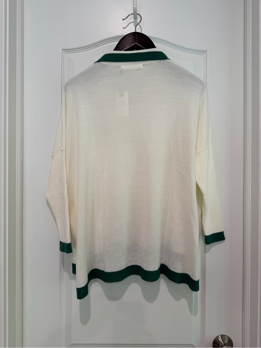 Masters Cream Polo Sweater with Green Trim - Picture 2 of 4